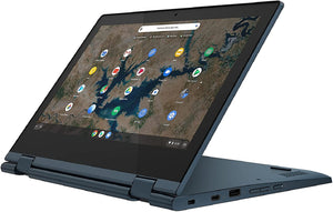 Lenovo Chromebook Flex 3 11.6" HD Touchscreen 2-in-1 Laptop Computer PC, Intel Celeron N4020, 4GB DDR4, 32GB eMMC, Intel UHD 600, 802.11ac, Bluetooth, Webcam, Chrome OS, Blue, 64GB ABYS MicroSD Card (82BB0009US)