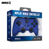 Armor3 NuPlay Wired Game Controller for PS3 in blue — packaging