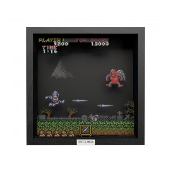 Capcom Ghost N' Goblins Red Arremer Pixel Frame Retro Gaming Shadow Box Display