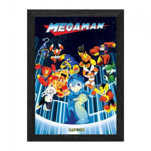 Mega Man Robot Master Ambush Dynamic 3D Lenticular Framed Wall Art Poster