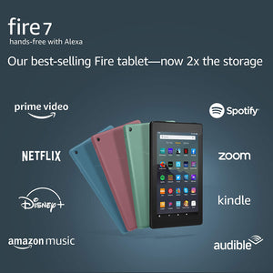 Amazon Fire 7 tablet, 7" display, 16 GB, latest model (2019 release), Black