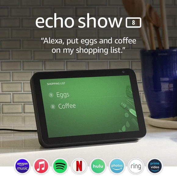 Amazon Echo Show 8 (1st Gen, 2019 release) -- HD smart display with Alexa – Unlimited Cloud Photo Storage – Digital Photo Display - Charcoal